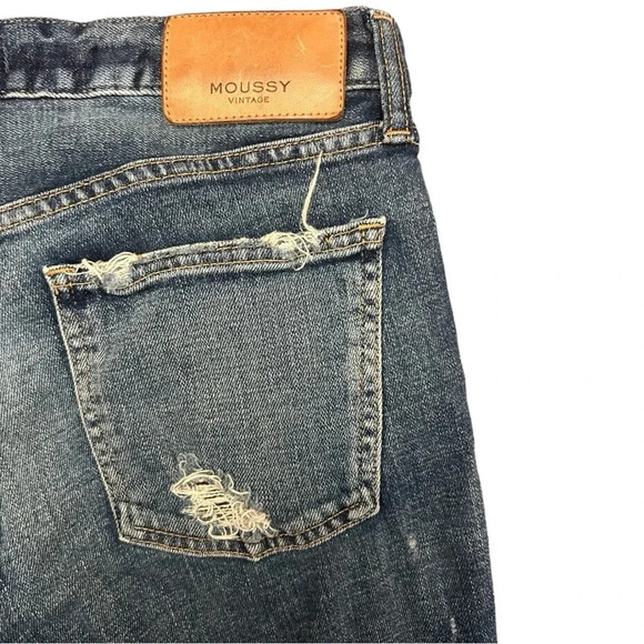 Moussy Vintage Skinny Denim Jeans Howa Cropped Destroyed Raw Hem Mid Rise - Picture 9 of 14
